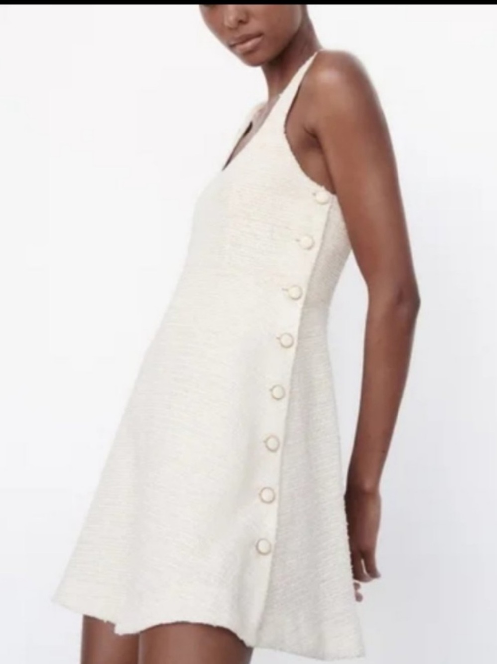 Zara Cream Tweed Dress, M